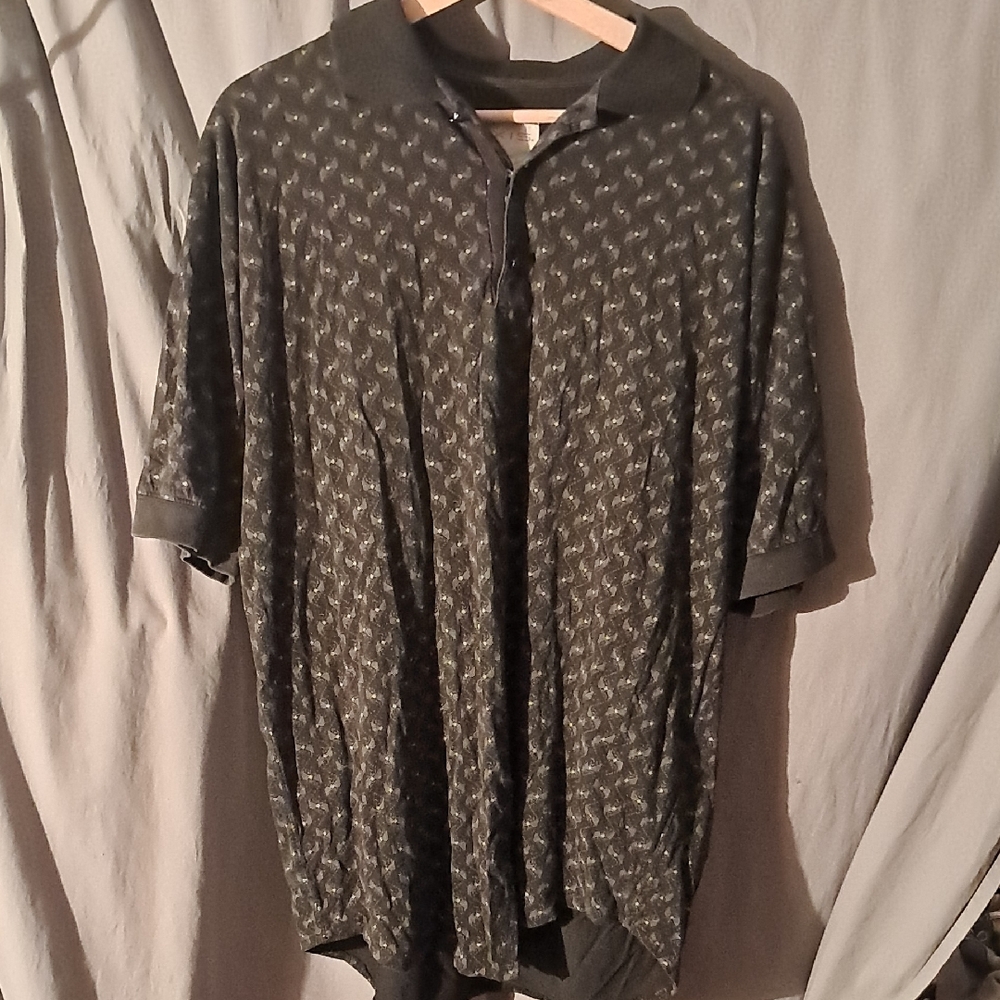 Men's Axis Black Patterned Polo Shirt